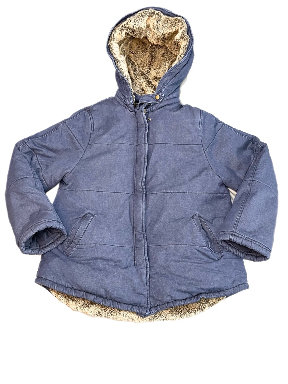 Free People Parka Jacket Hooded Faux Fur Lining Women’s Size Large